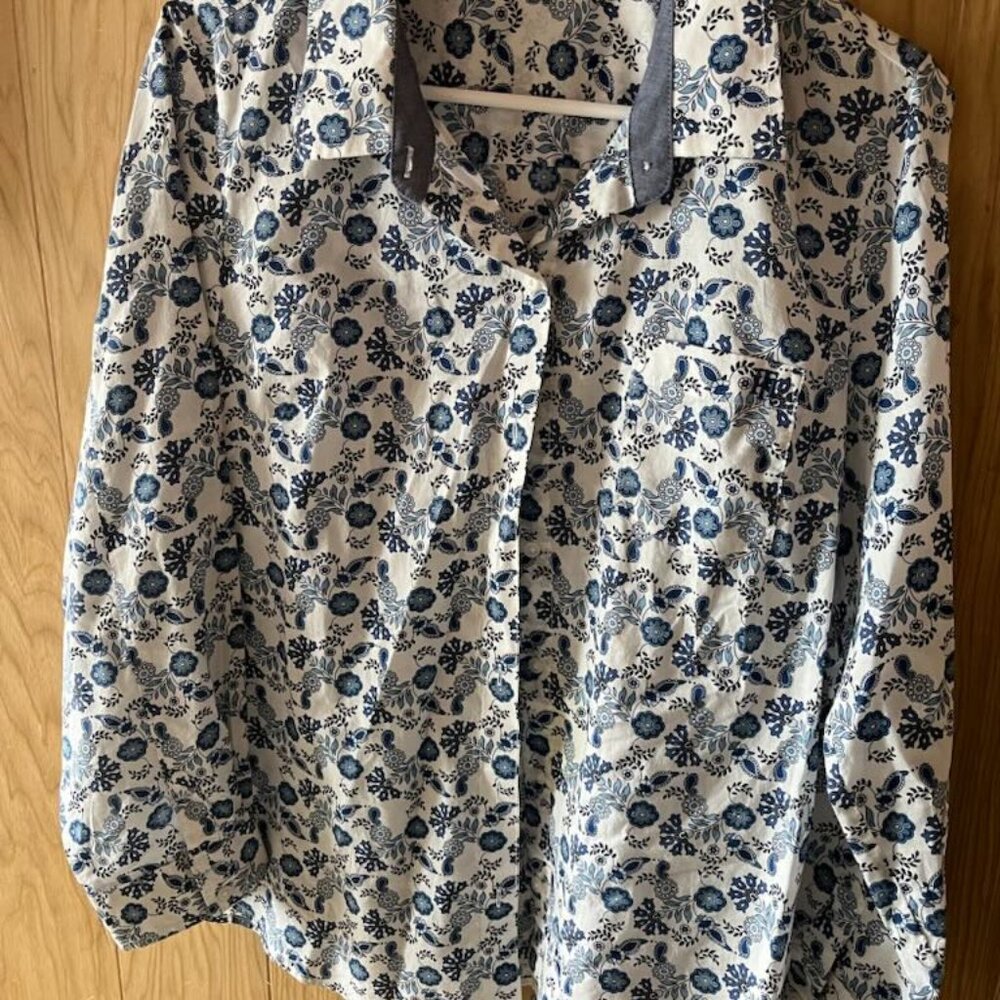 Tommy Hilfiger Blue Floral Paisley Print Long Sleeve Shirt